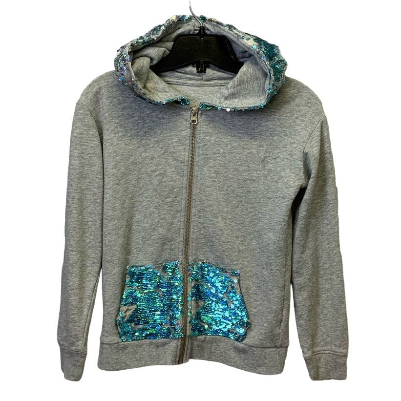 Justice Girls Size 10 Sequin Pocket Kitten Ears Full ZIp Cotton Blend Hoodie