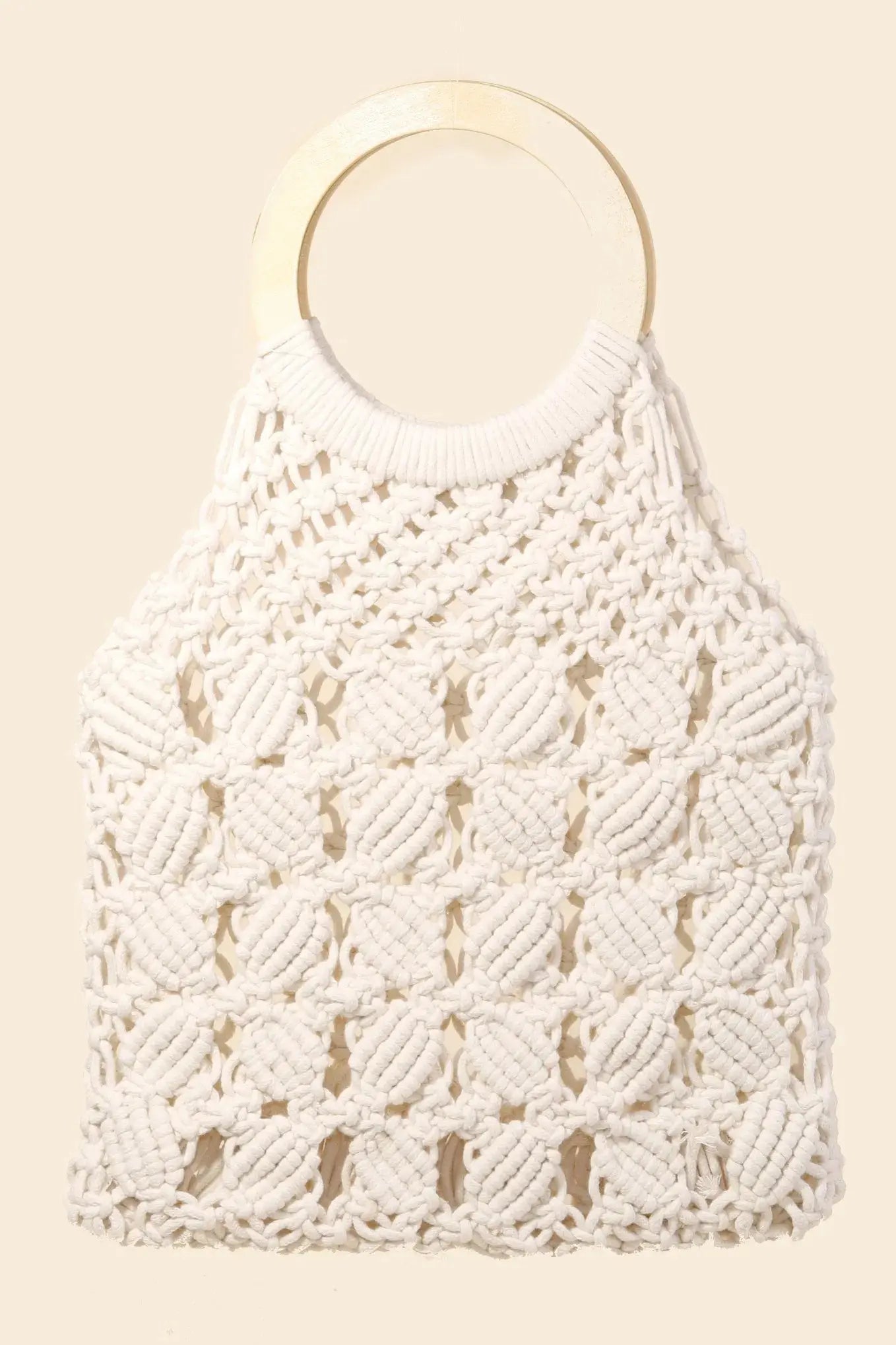 Fame Boho Braided Wooden Top Handle Bag