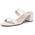 Dream Pairs Womens Size 9 White Open Toe 2.5" Chunky Block Heels Slide On Shoes
