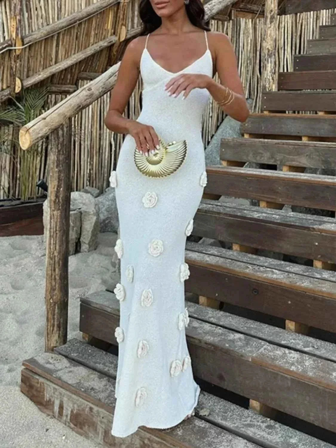 White Flower Maxi : Cami Dress