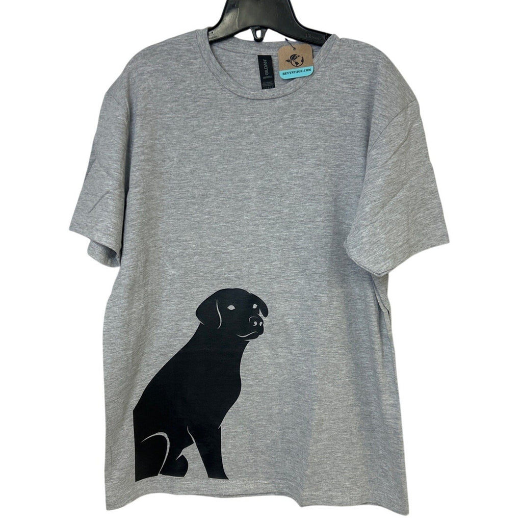 New Hand Printed Mens Small Gray Heathered Black Lab Dog Short Sleeve Tee Shirt