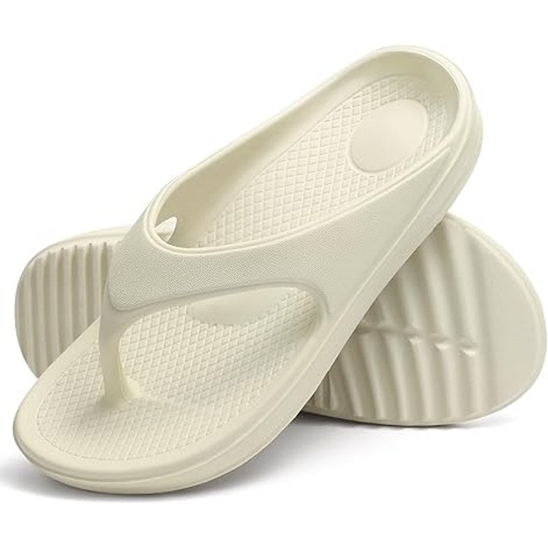 Shevalues Womens Size 11.5 Cream Thong Orthopedic Arch Support Sandal Shoes