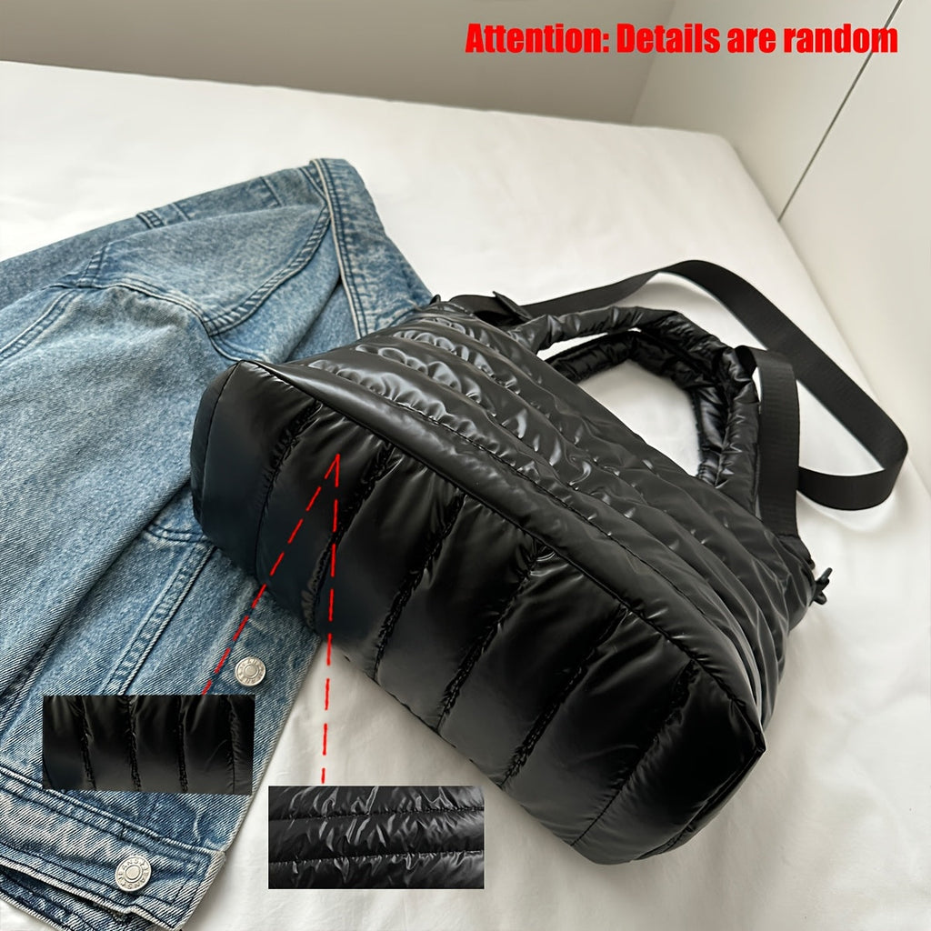 Large Capacity Quilted Crossbody Bag with Multi-Tiered Pockets
