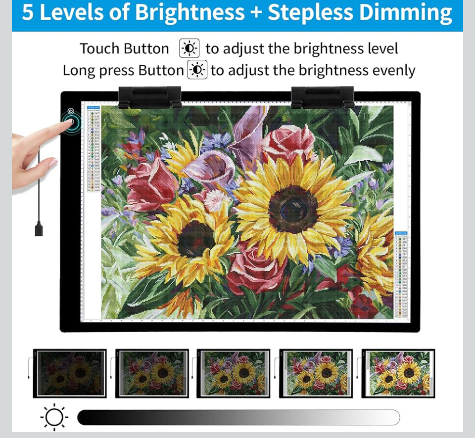 Open Box TOHETO Rechargeable A1 Light Pad 35.4"x23.6", Large LED Light Board for Diamond Painting, 3-Color Modes Light Box, 5 Levels/Stepless Dimming Light Table, Lightbox for Tracing and Drawing, Sketching