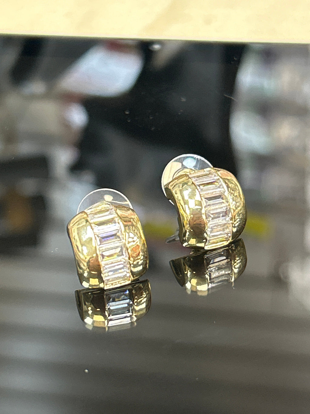 Gold tops / CZ earrings