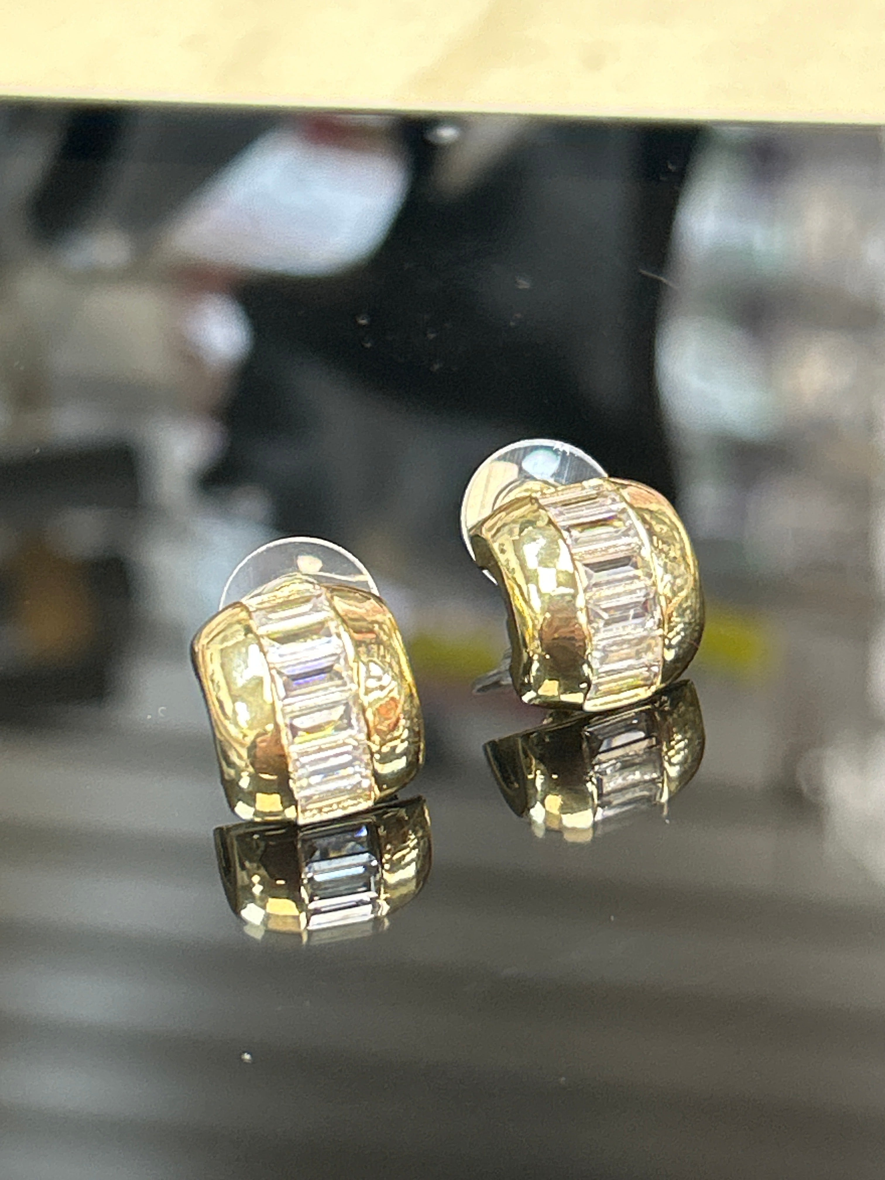 Gold tops / CZ earrings