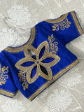Royal blue blouse with cutworm