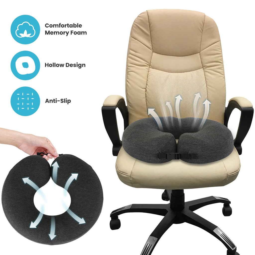 Donut Pillow Seat Cushion Memory Foam Donut Chair Cushions Ergonomic Seat Cushion Pad for Coccyx Prostate Sciatica Pelvic Floor Pressure Sores Office