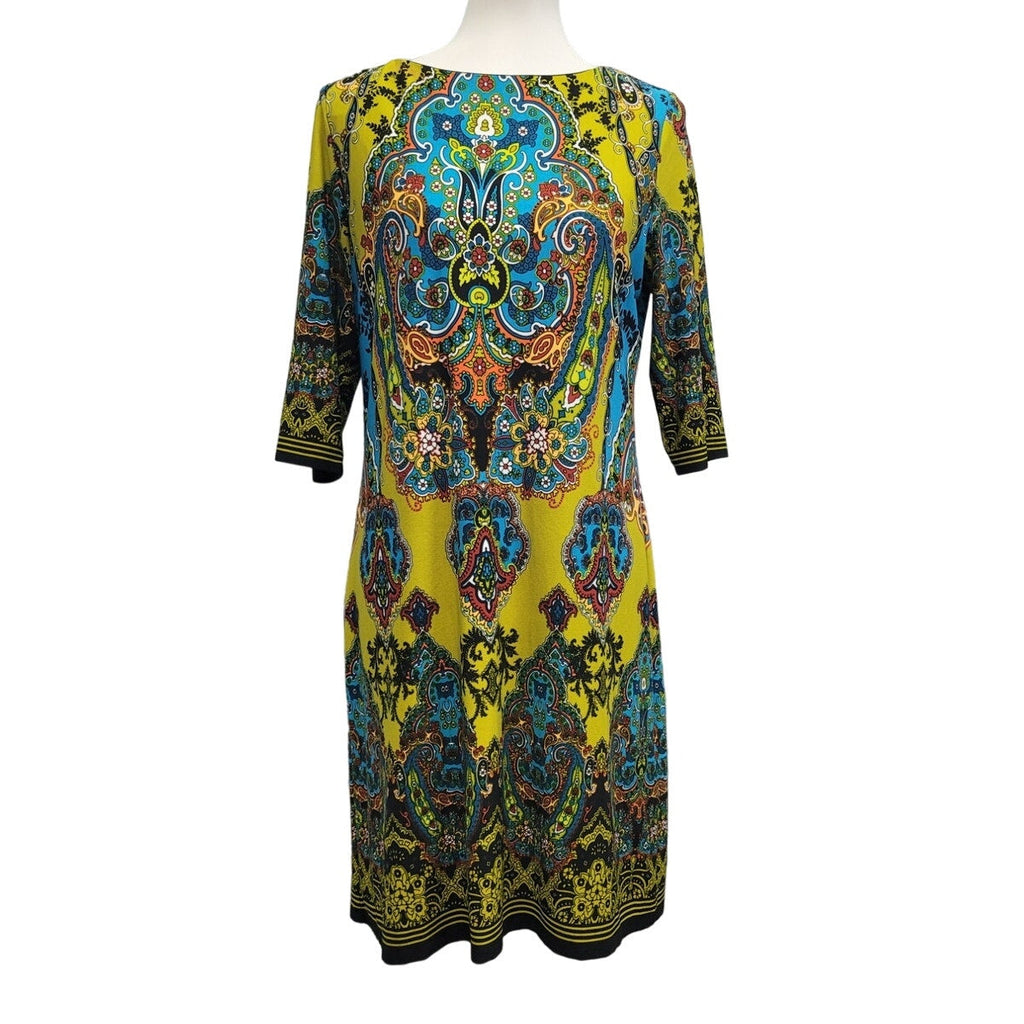Dress Barn Womens 10 PolySpandex 3/4 Sleeve Patterned Knee Length Dress