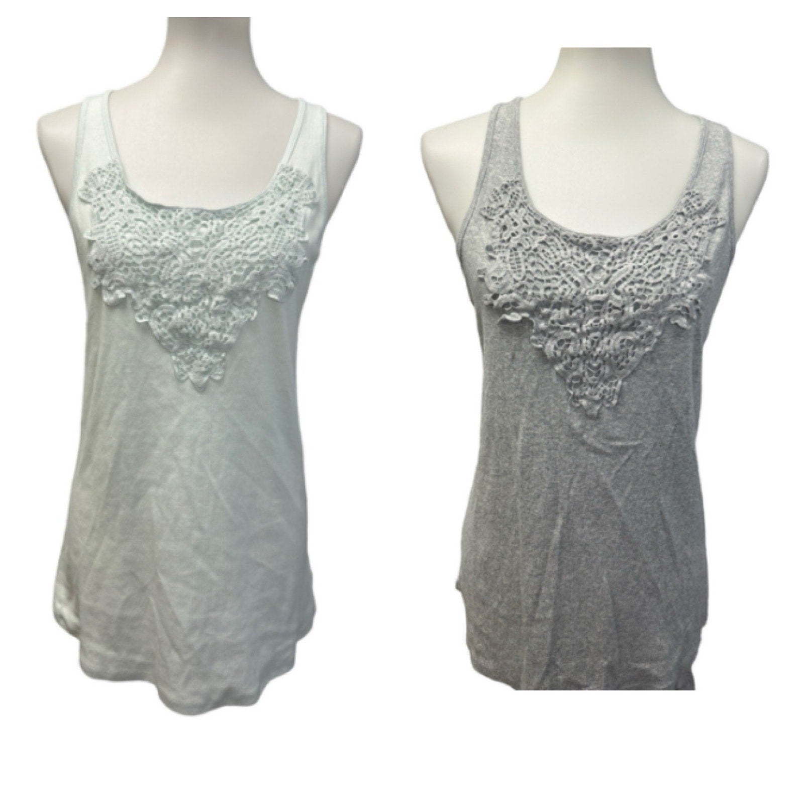2 Lane Bryant Womens 14/16 Lace Front Sleeveless Stretch Cotton Tank Tops