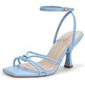 Party Womens Size 7.5 Baby Blue Open Toe 3.5" Heel Ankle Strap Sandal Shoes