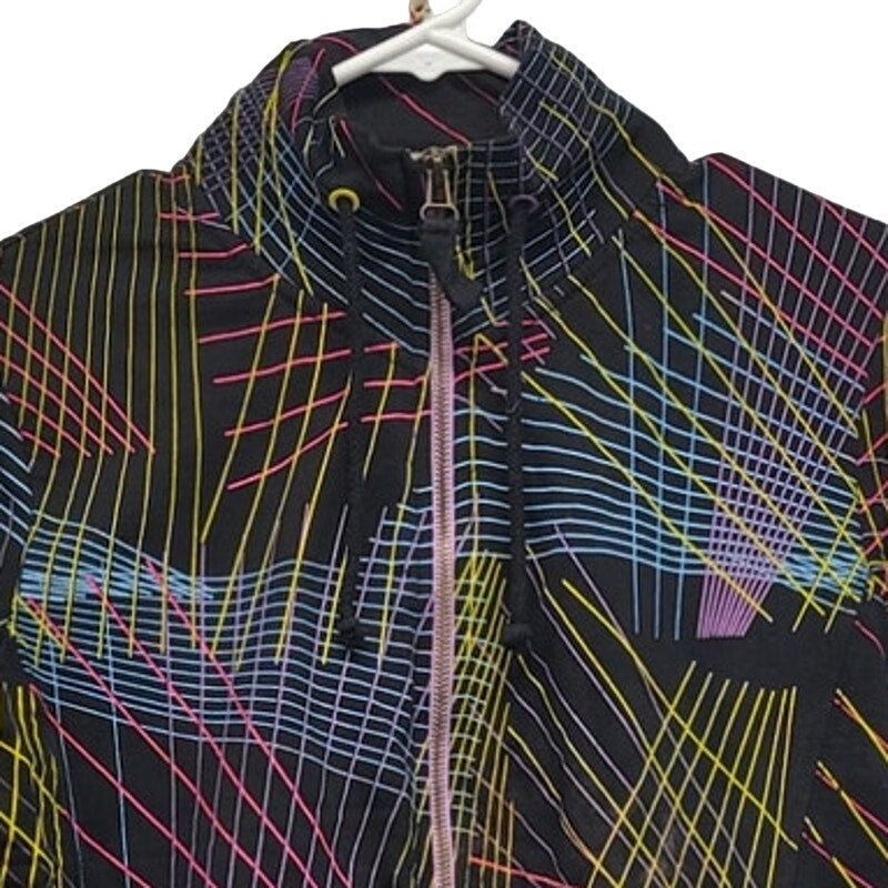 LK & JNS DEW Womens Medium 100% Cotton Short Sleeve Striped Full Zip Jacket