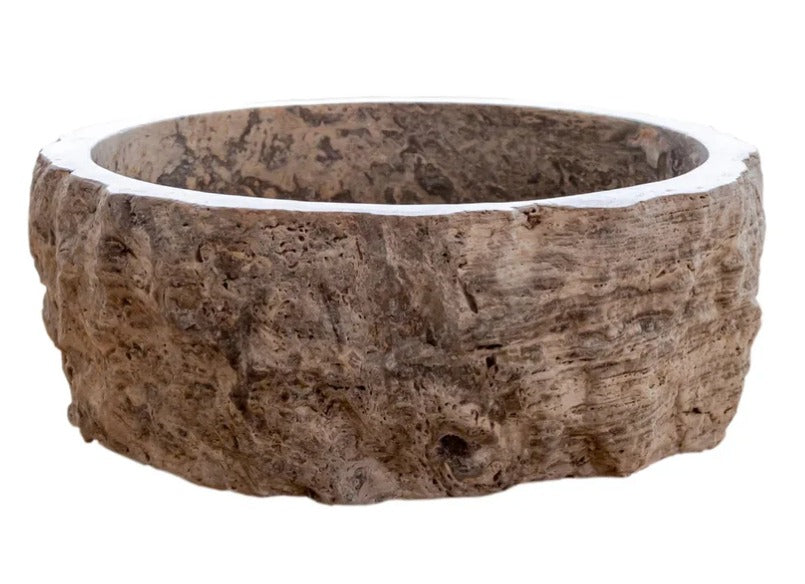 Travertine Vessel Sink | Natural Stone Bathroom Sink | Rustic Hand-Carved Basin