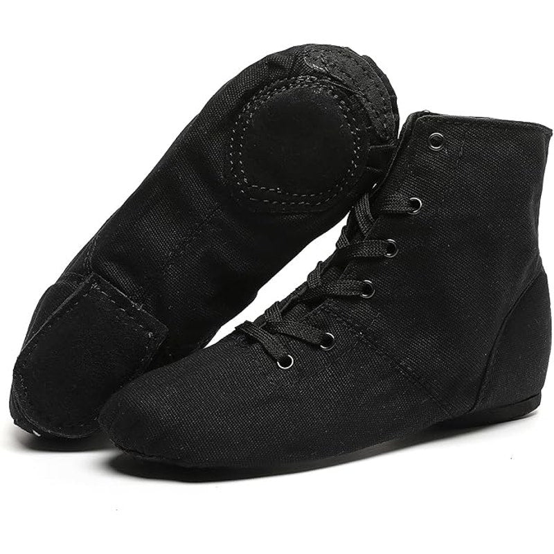Foralod Womens Size 8 Black Jazz Boots Lace Up Round Toe High Top Dance Shoes