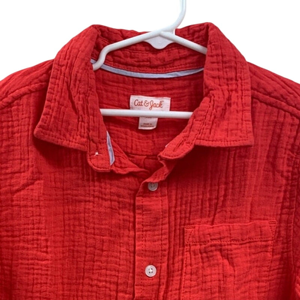 2 New Cat & Jack Boys Medium (8) Short Sleeve 100% Cotton Button Up Shirts