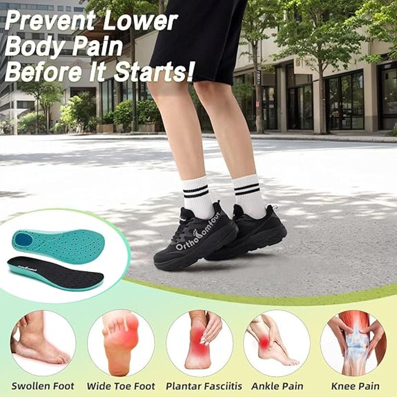 OrthoComfoot Womens Size 11 Black Lace Up Orthopedic Wide Toe Box Athletic Shoes