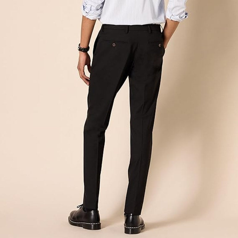 Amazon Essentials Mens Size 33X32 Black Flat Front Slim Fit Stretch Dress Pants