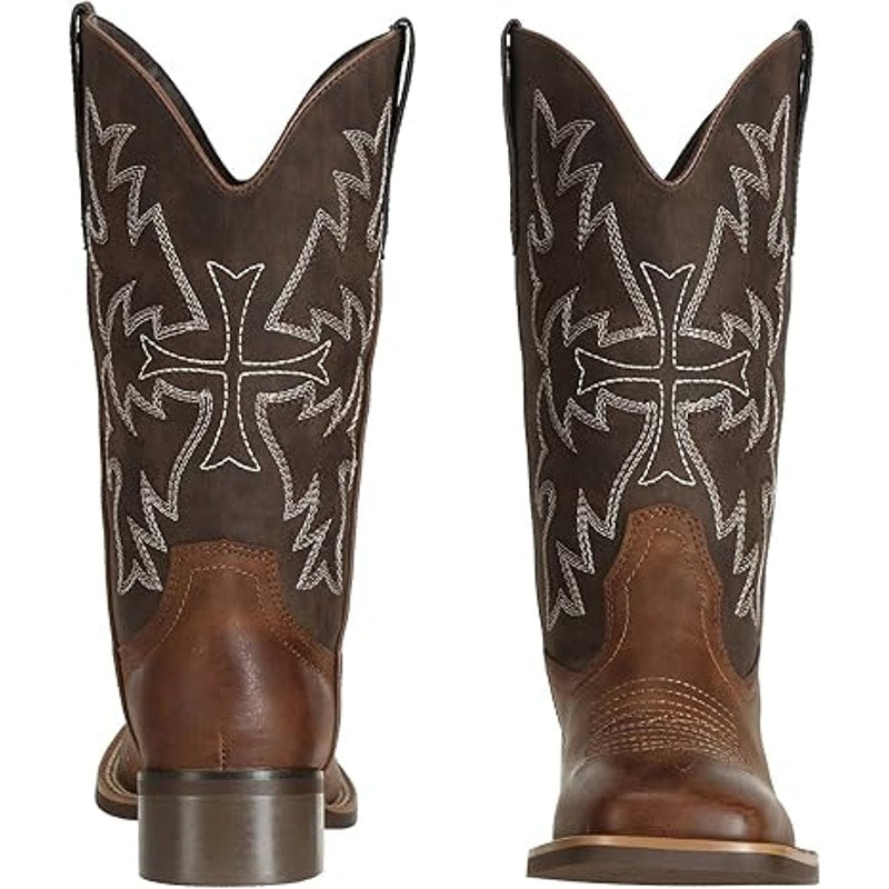 J's.o.l.e Womens Size 6 Brown Faux Leather 1.5" Heel Wide Calf Cowboy Boots