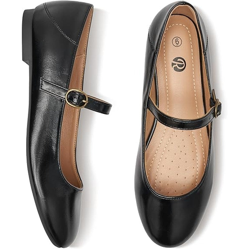Rekayla Womens Size 8 Black Mary Jane Slip On Ballet Flat Round Toe Shoes