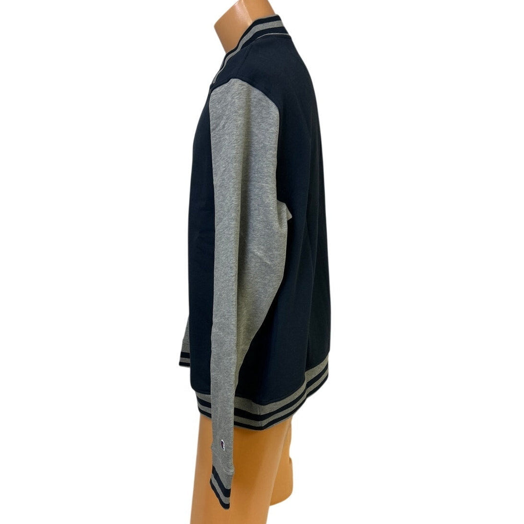 New Champion Mens Small Navy Gray Snap Up PolyCotton Athletic Wear Bomber Jacket