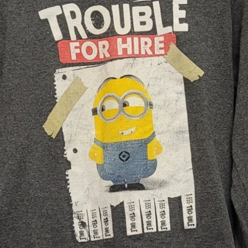 Despicable Me Kids Small Trouble For Hire Long Sleeve Crew Neck Tee Shirt