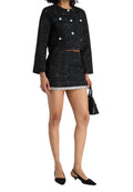 Sequin-embellished Short Metallic Tweed Jacket