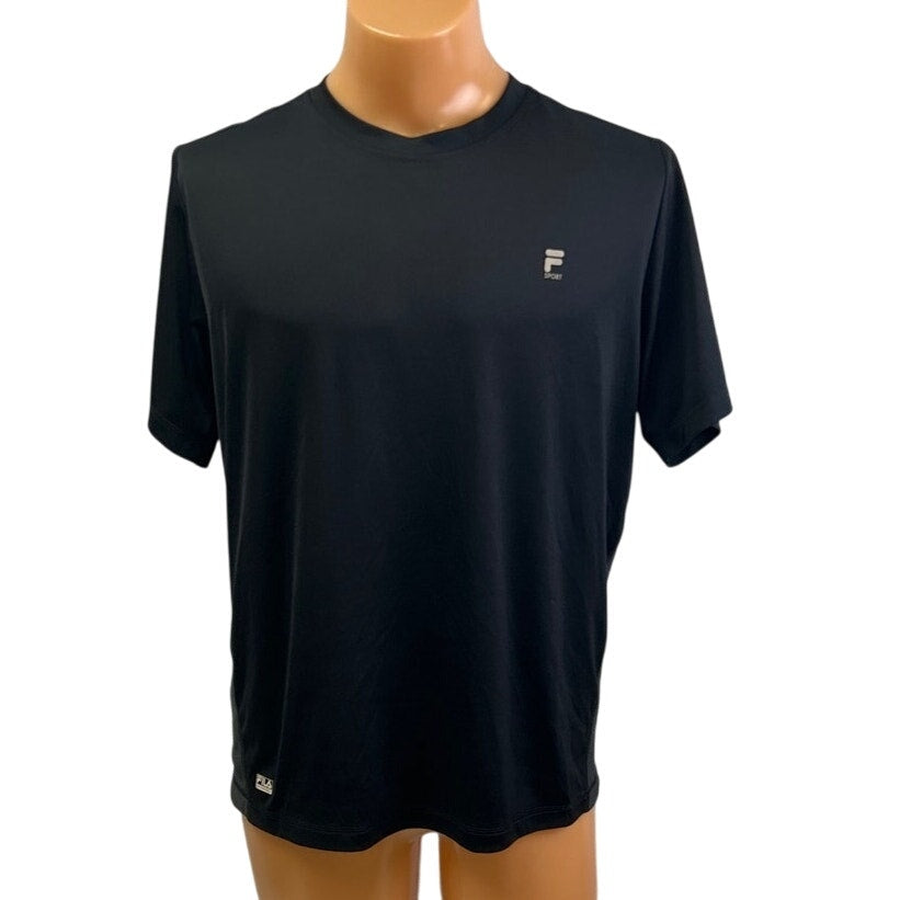 Fila Sport Mens Large Black 100% Polyester Long Sleeve Crew Neck Tee Shirt