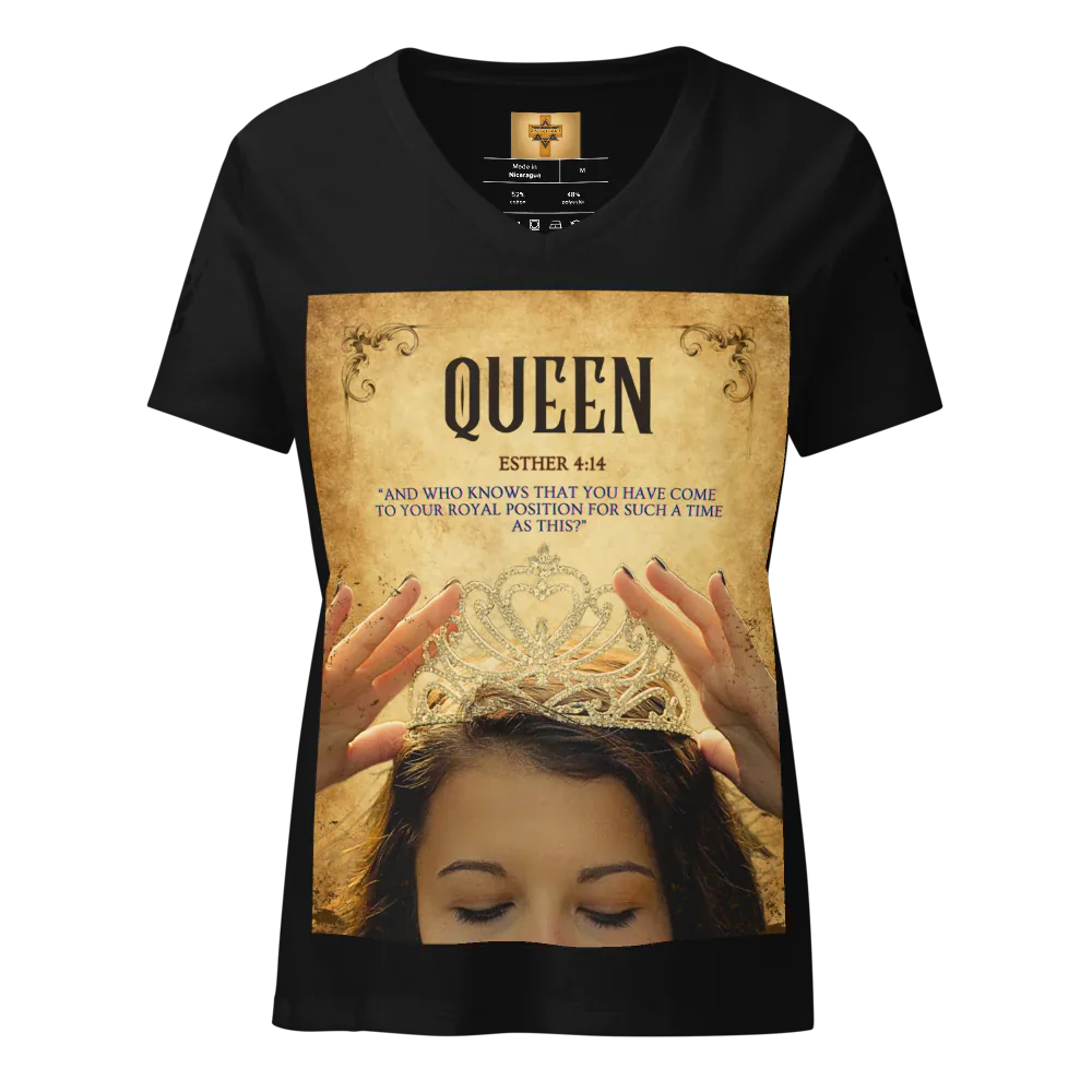 Shalom & Grace Apparel Queen Esther Women's Relaxed V-Neck T-Shirt | Bella Canvas 6405CVC
