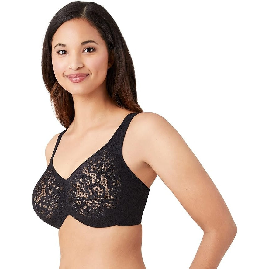 New Wacoal Women's Plus Size 40DD Black Halo Lace Full Coverage Underwire Bra