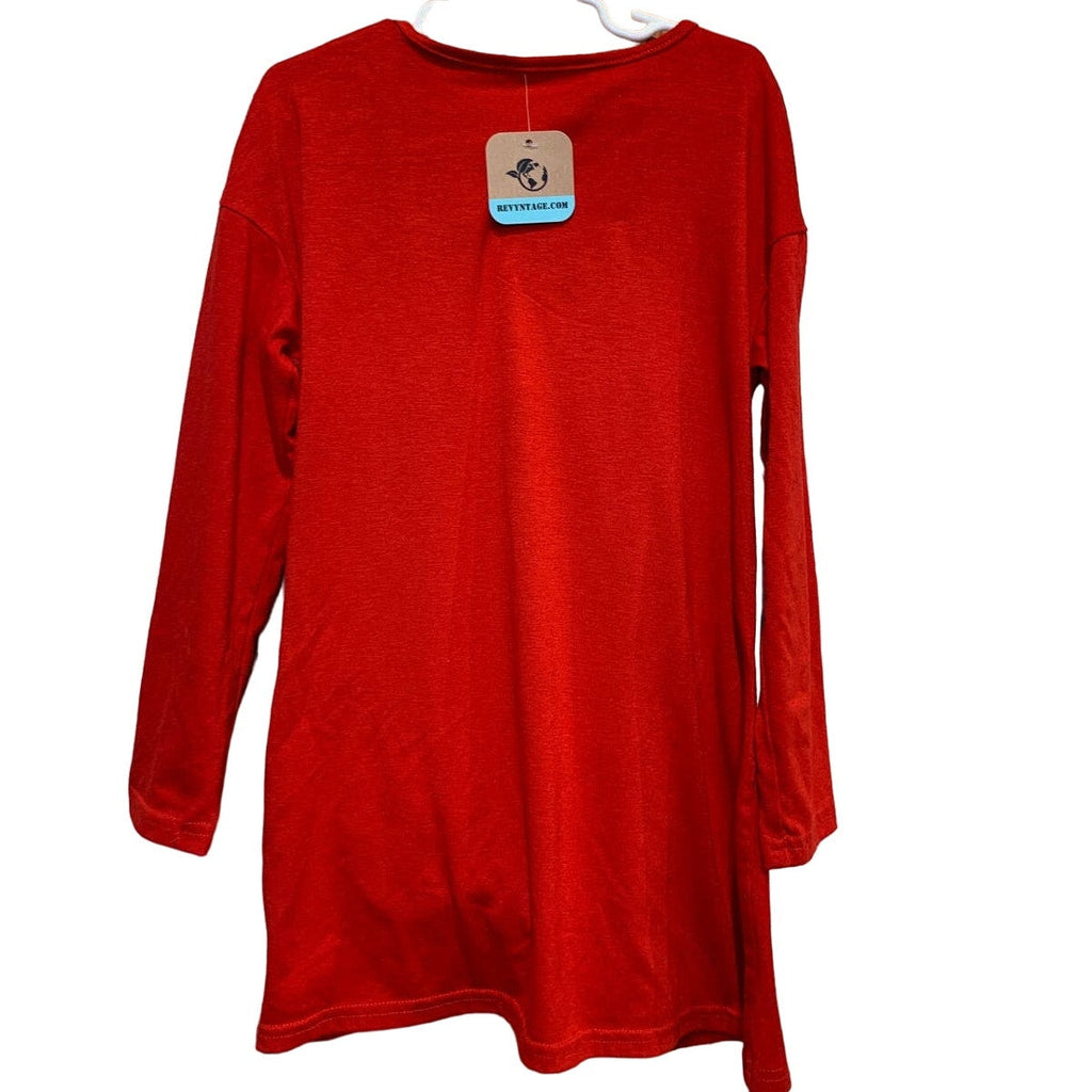 Hand Printed Upcycled Girls Large Dandelion Cotton Blend Long Sleeve Dress Tunic