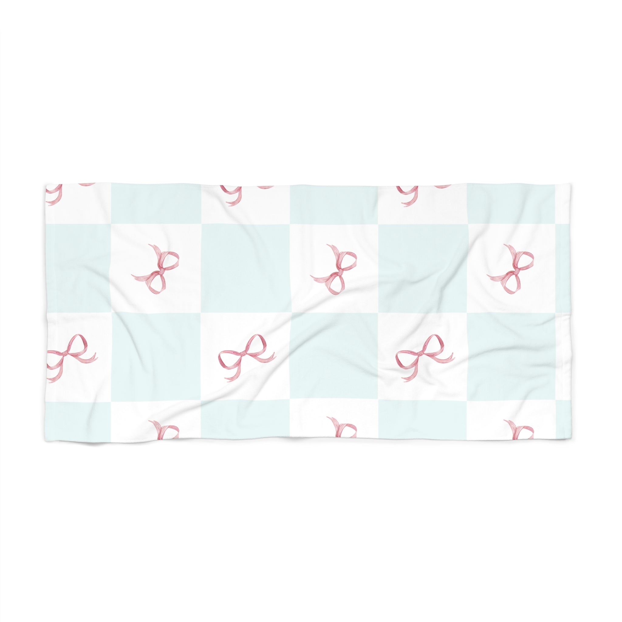 Customizable: Chic Beach Towel with Pink Bow Design | Perfect for Summer, Pool Days, Beach Trips, picnics, Vacation, Gift Ideas