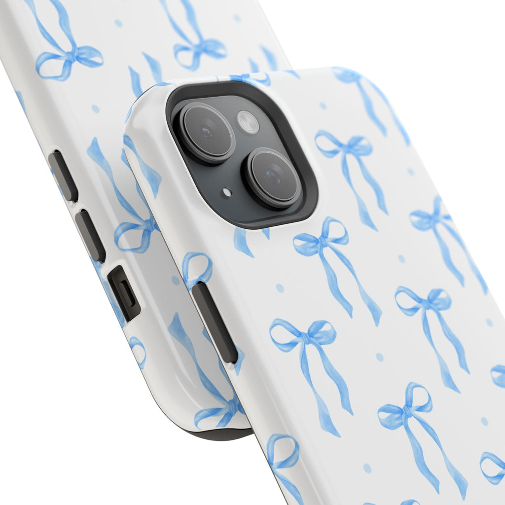 Customizable: Chic Blue Coquette Bow Impact-Resistant Phone Case
