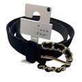 New A New Day Womens Large Black Velvet Bonded Leather Fancy Fashion Belt