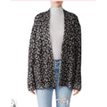 Michael Stars Womens Large Leopard Print Long Sleeve Open Front Cardigan Sweater