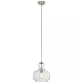 Open Box KICHLER Riviera 13 in. 1-Light Brushed Nickel Transitional Shaded Kitchen Pendant Hanging Light with Clear Ribbed Glass