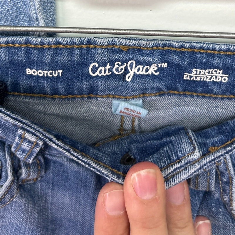 3 New Cat & Jack Girls Size 8 Wide Leg Bootcut Adjustable Waist Denim Blue Jeans