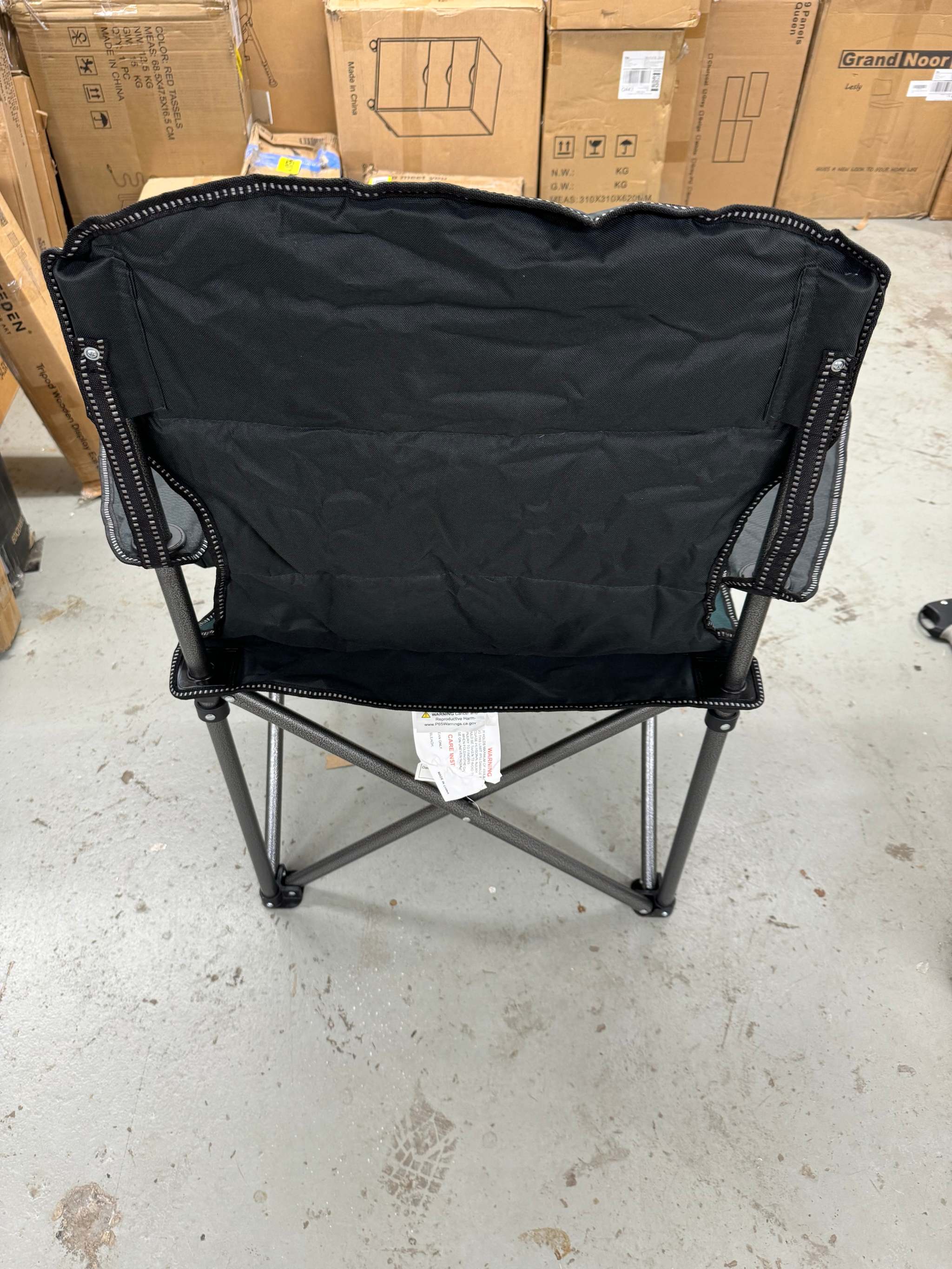 ALPHA CAMP Oversized Heavy Duty Lawn Chair with Cooler Bag Support 450 LBS Steel Frame Camping Folding Collapsible Padded Quad Lumbar Back Arm Chair f