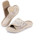RockDove Womens Size 9/10 Tan Adjustable Hook Loop Memory Foam Slide Slippers