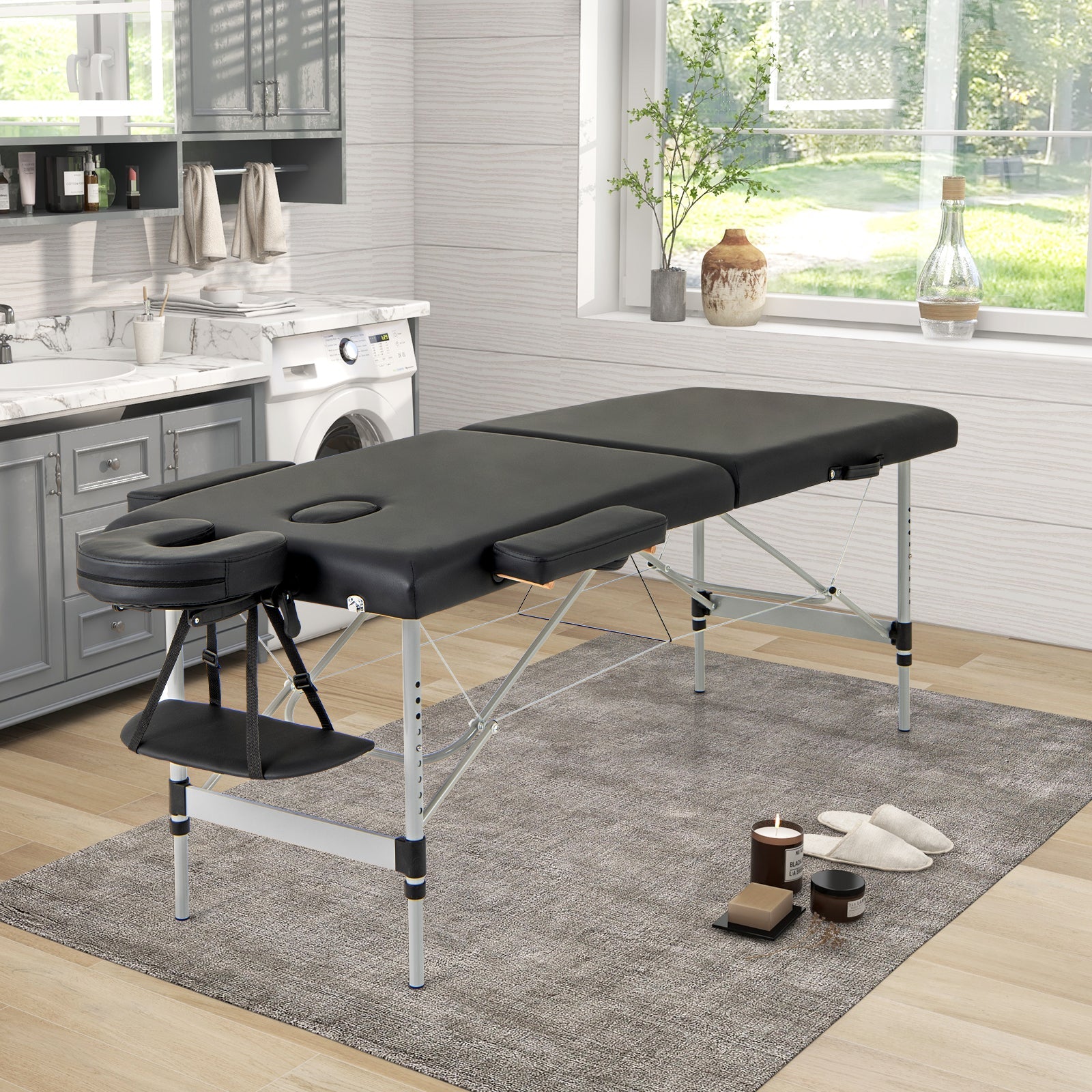 84 Inches Professional Massage Lash Bed with Carrying Bag-Black
