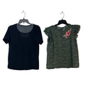Lot of 2 Womens Large XL Short Sleeve Lace Floral Mesh Short Sleeve Tops