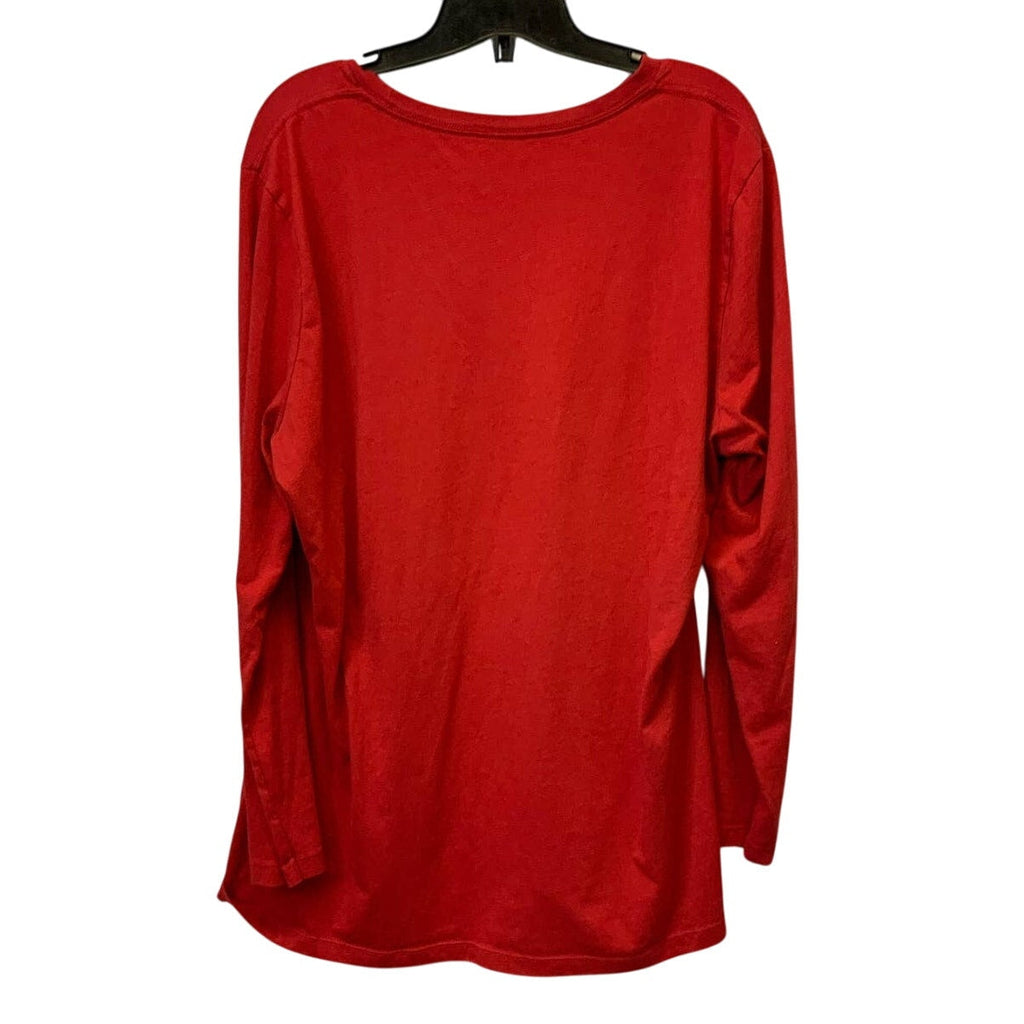 Eddie Bauer XL Long Sleeve Cotton Blend Christmas Reindeer Stars Tee Shirt