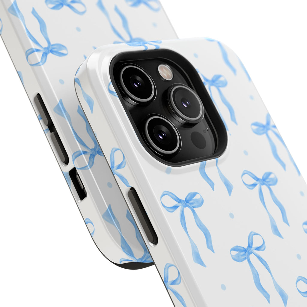 Customizable: Chic Blue Coquette Bow Impact-Resistant Phone Case
