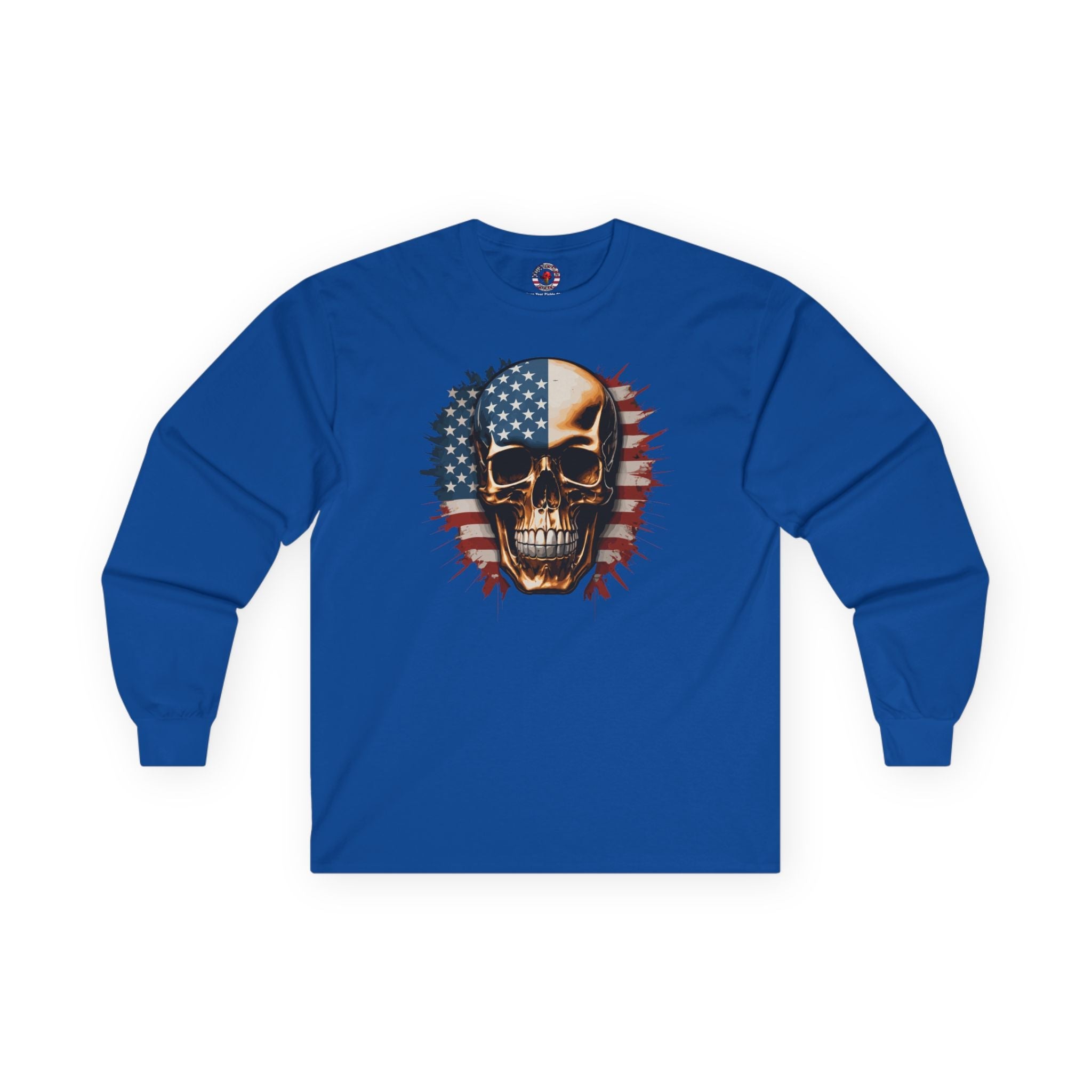 American Flag Skull Long Sleeve Tee