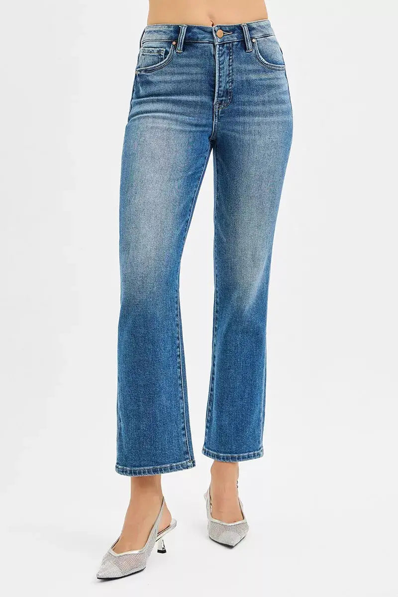 RISEN Jeans - Tummy Control High Rise Crop Straight Jeans