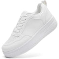 Memon Womens Size 11 White Faux Leather Basic Lace Up Platform Sneaker Shoes