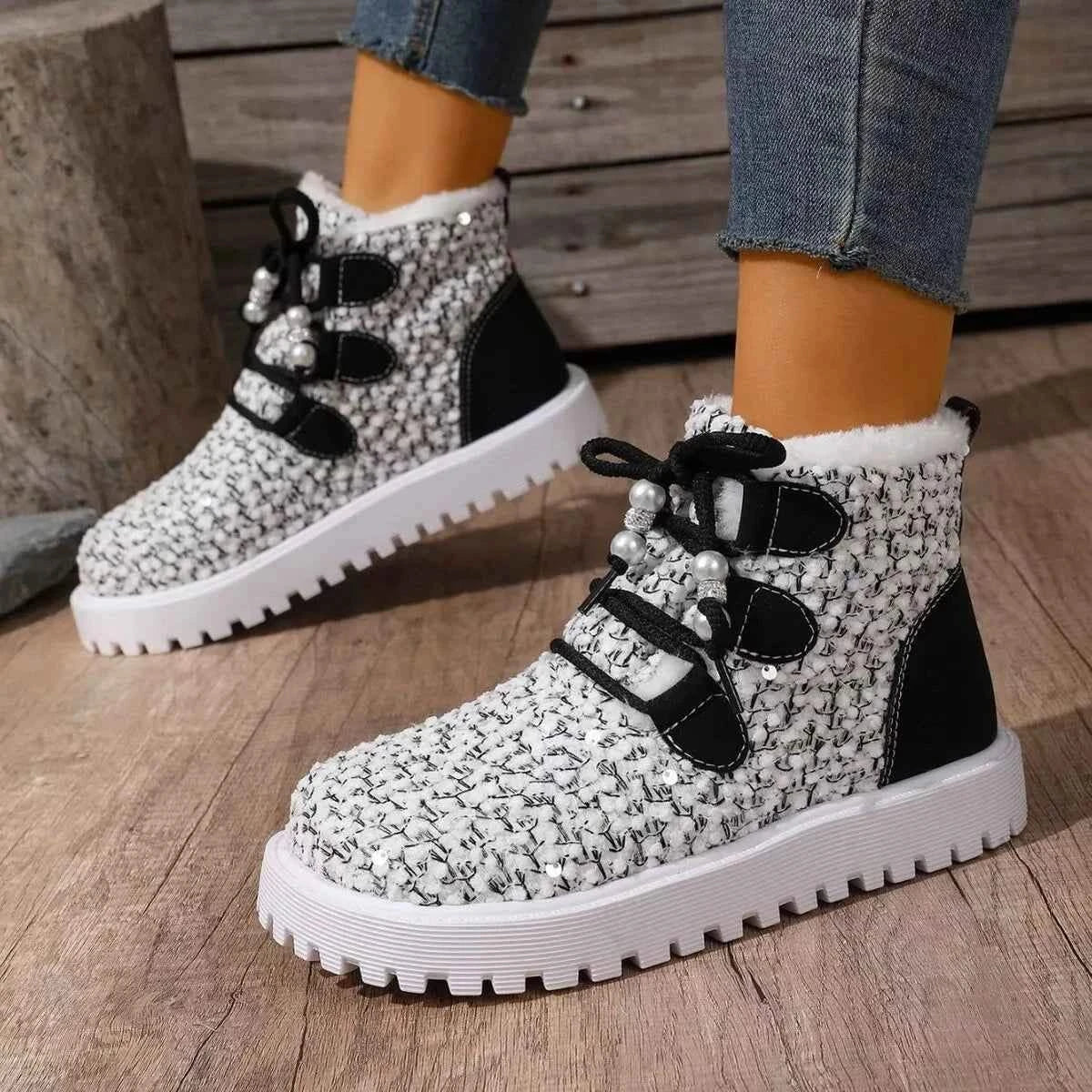Sparkling Lace Up : Ankle Boots