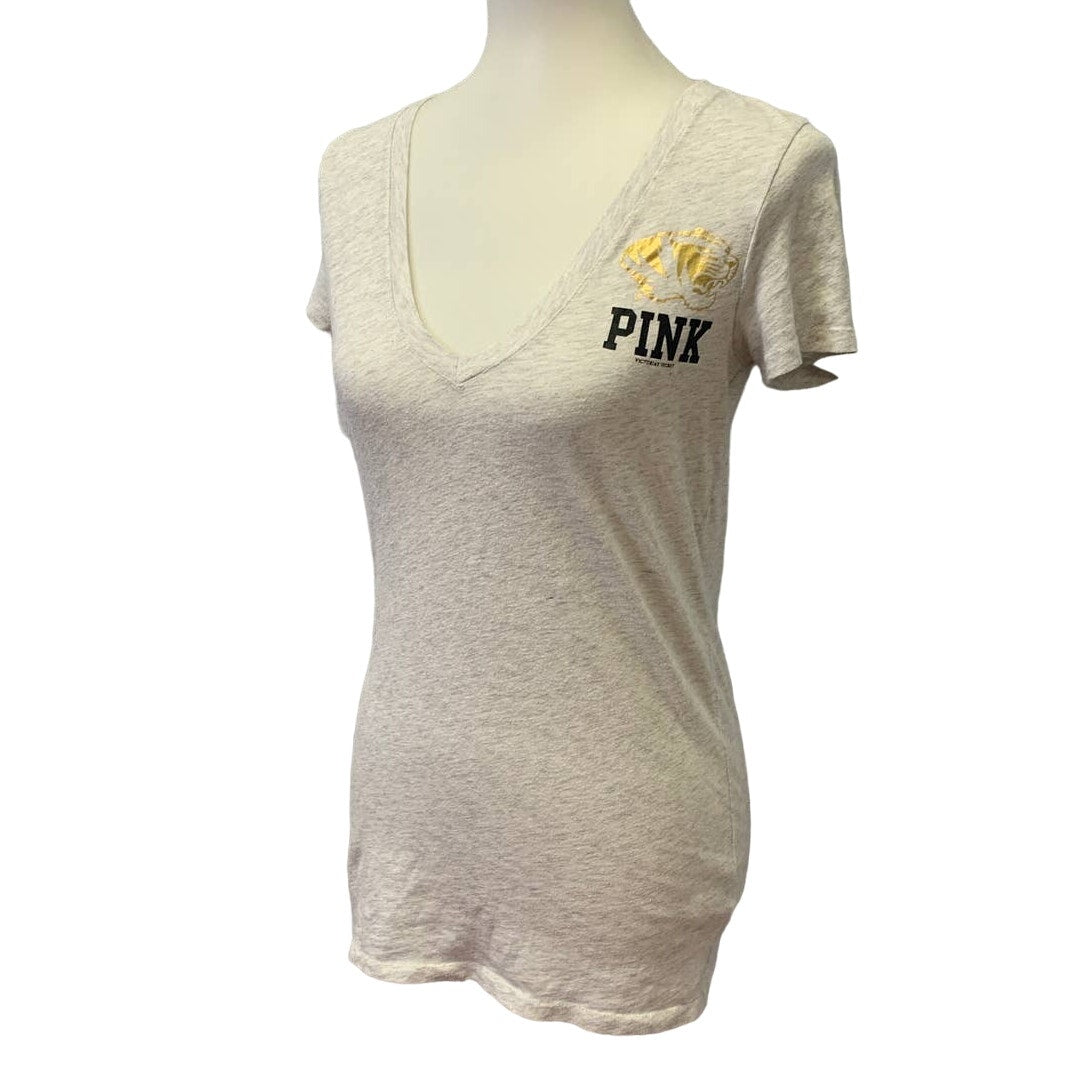 Mizzou Columbia Tigers Womens Medium Pink 5th & Ocean V-Neck Cotton Blend Tee