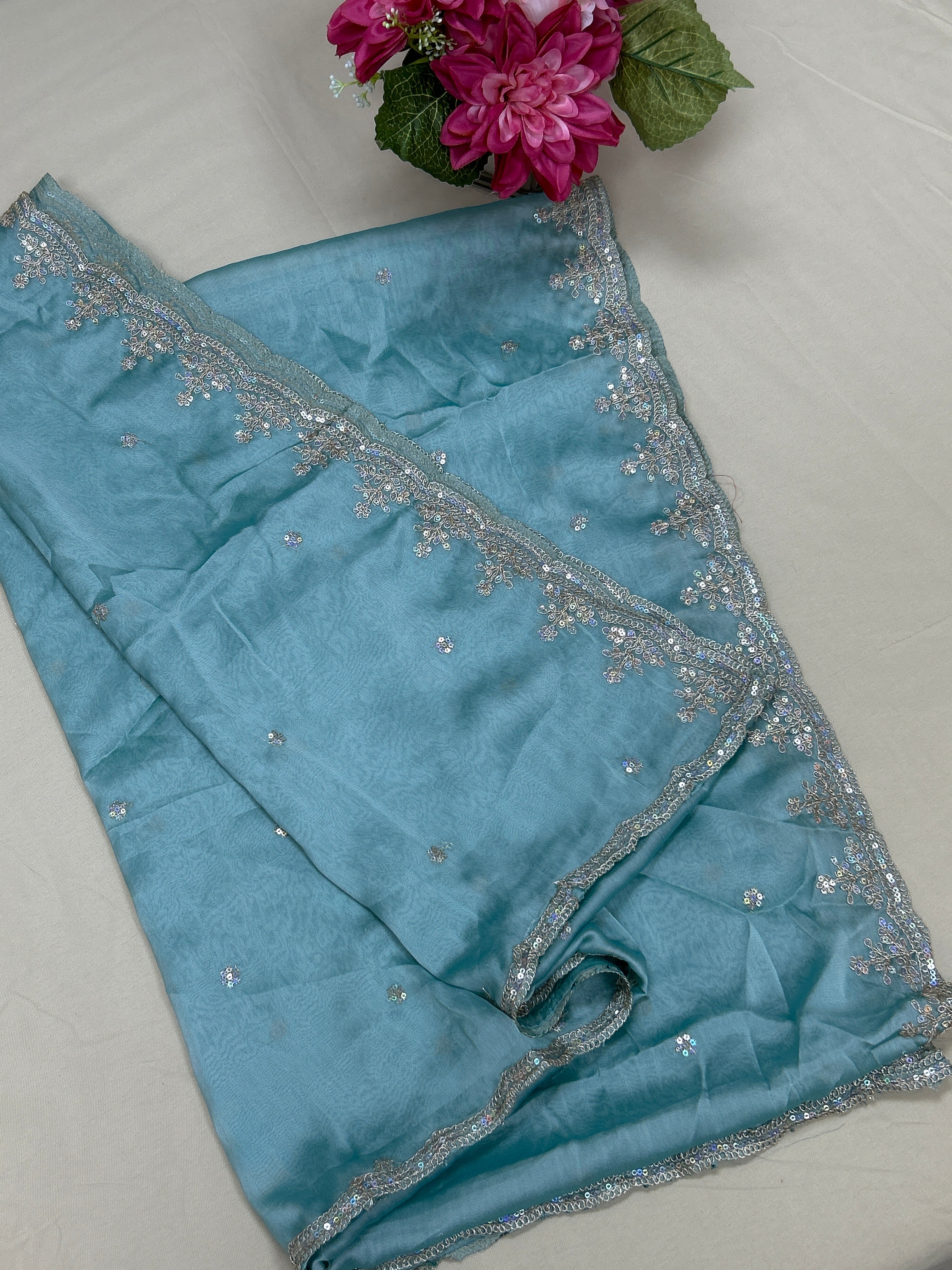 Light blue silk dupatta