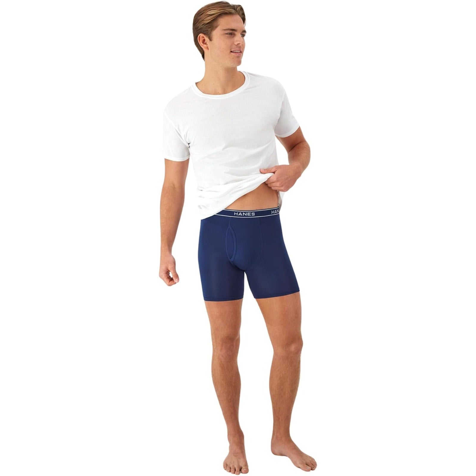 New 6 Pack Hanes Mens Large Performance Stretch Boxer Brief Underwear