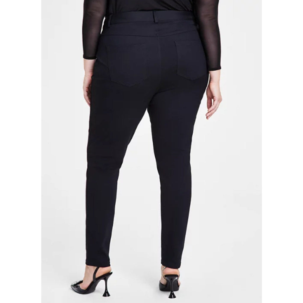New INC Womens Plus Size 24W Skinny Leg Front Zip Mid Rise Black Ponte Pants